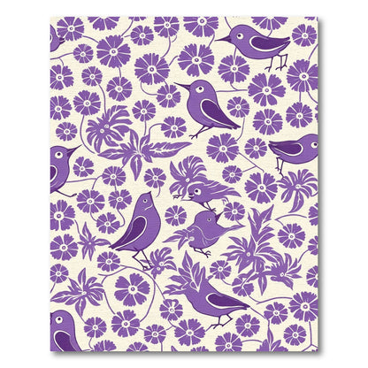 Purple Birds Floral Vine Pattern Rug