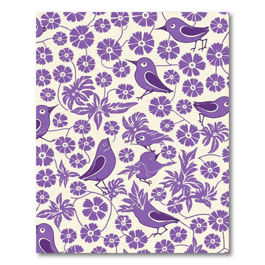 Purple Birds Floral Vine Pattern Rug