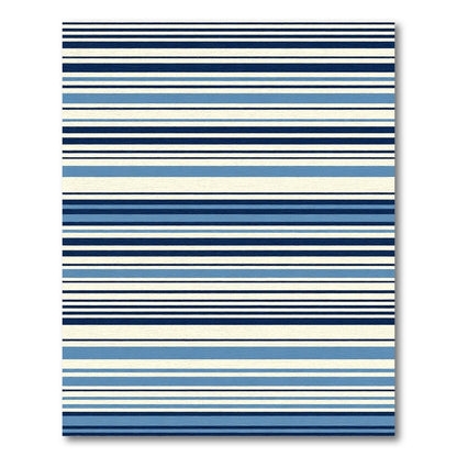 Naval Blue Cream Horizontal Stripe Rug