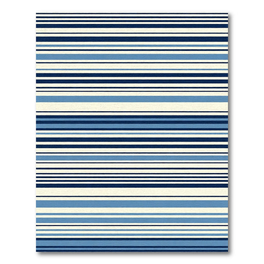 Naval Blue Cream Horizontal Stripe Rug