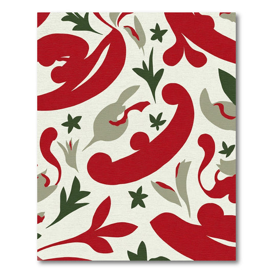 Crimson Olive Branch Floral Motif Rug