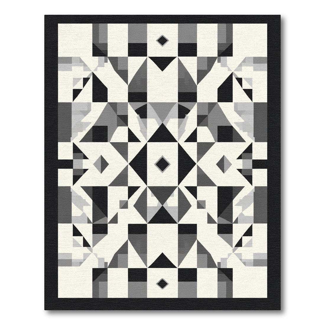 Monochrome Geometric Diamond Tessellation Rug