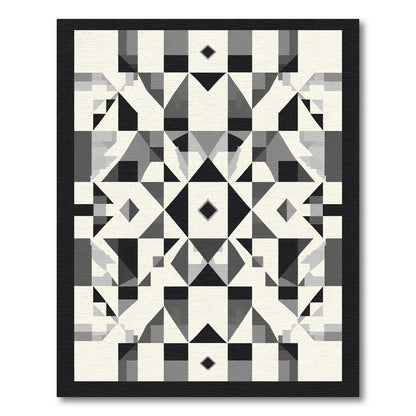Monochrome Geometric Diamond Tessellation Rug