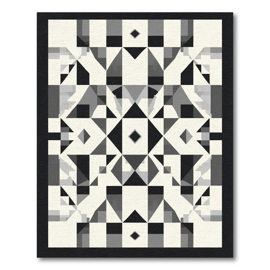 Monochrome Geometric Diamond Tessellation Rug