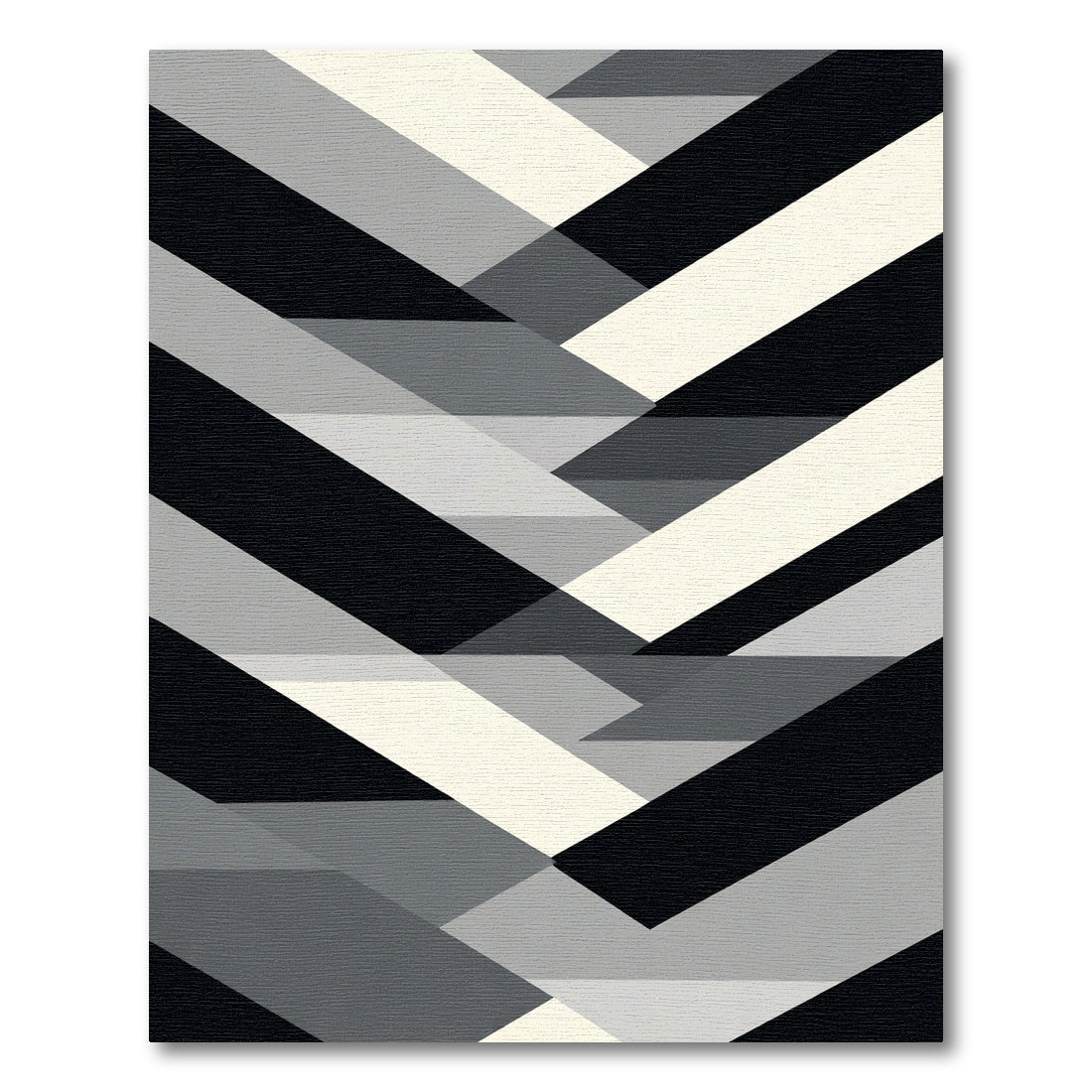 Monochrome Geometric Chevron Fragment Rug