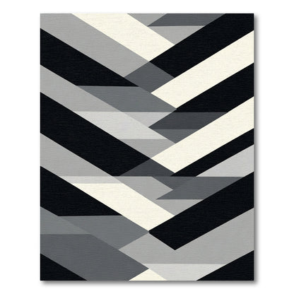 Monochrome Geometric Chevron Fragment Rug