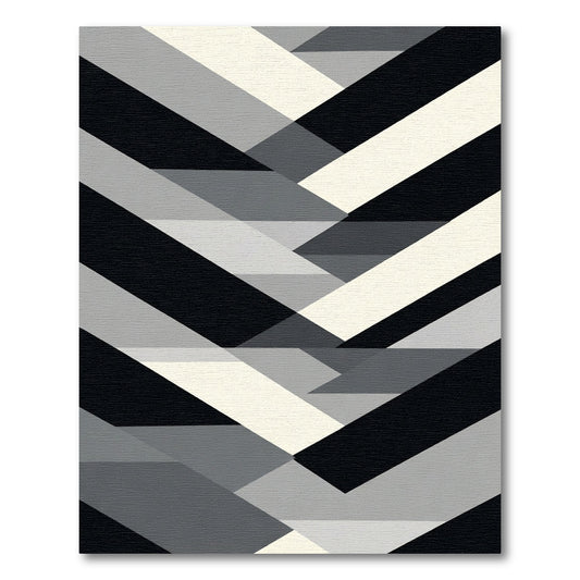 Monochrome Geometric Chevron Fragment Rug