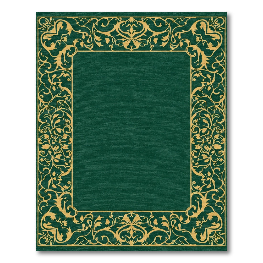 Emerald Golden Vine Scroll Border Rug