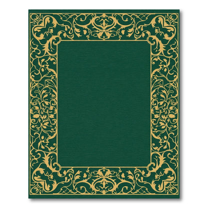 Emerald Golden Vine Scroll Border Rug