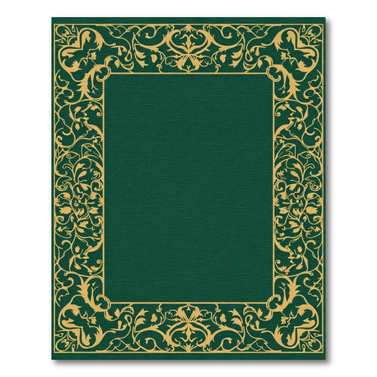 Emerald Golden Vine Scroll Border Rug