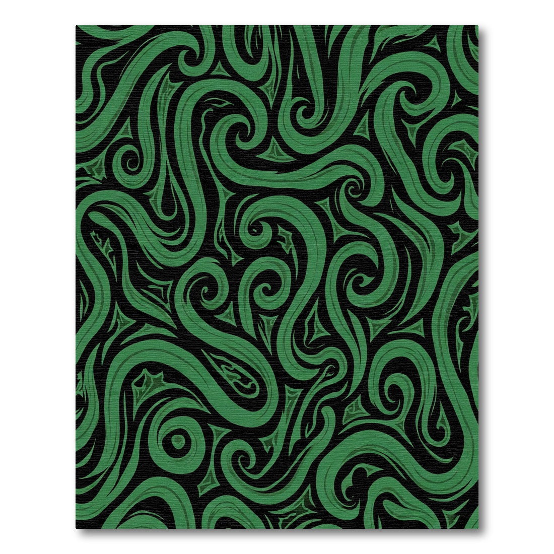 Deep Green Swirling Abstract Rug