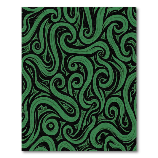 Deep Green Swirling Abstract Rug