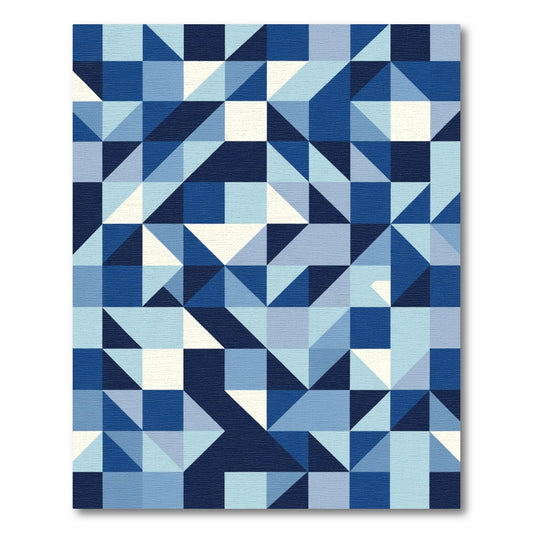 Mid Century Blue Geometric Accents Rug