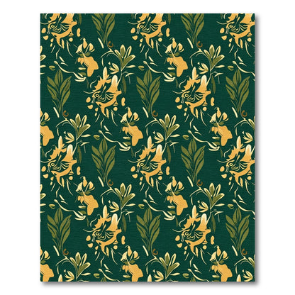 Golden Yellow Botanical Swirls Rug