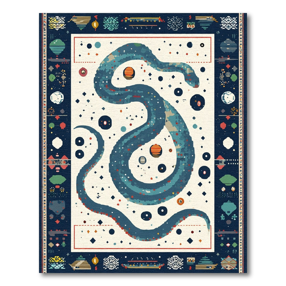 Blue Serpent Cosmic Galaxy Rug