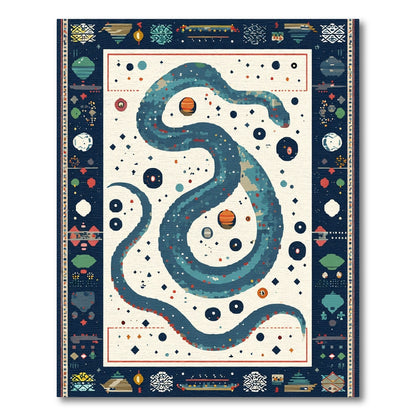 Blue Serpent Cosmic Galaxy Rug