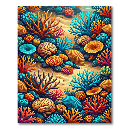 Vibrant Coral Brain Sea Collage Rug