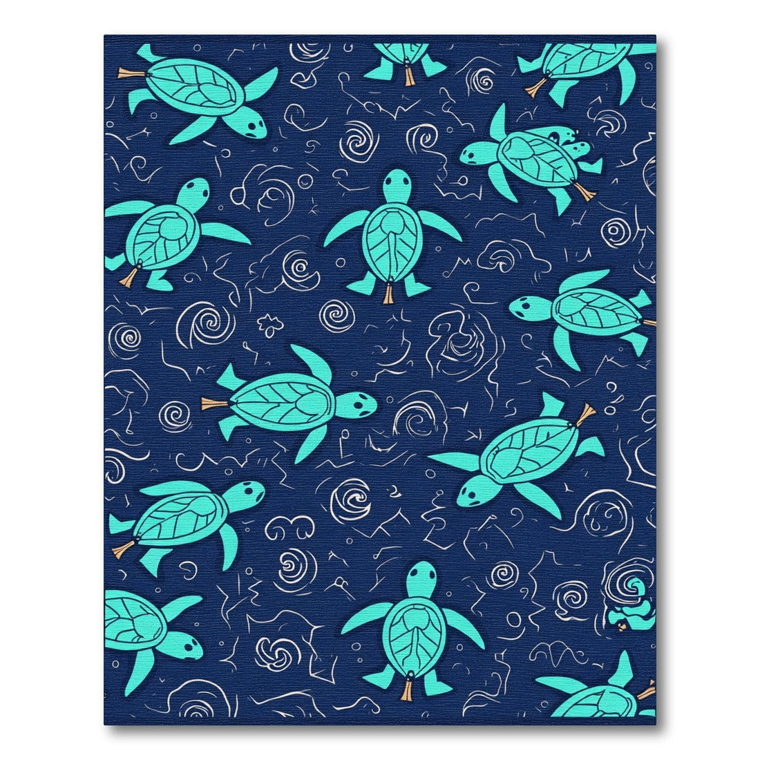 Teal Sea Turtle Swirl Navy Rug