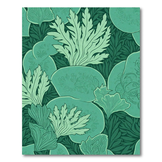 Emerald Green Leafy Art Nouveau Rug