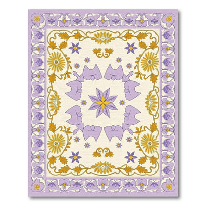 Lavender Yellow Floral Art Nouveau Rug