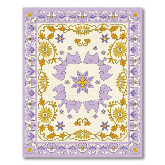 Lavender Yellow Floral Art Nouveau Rug