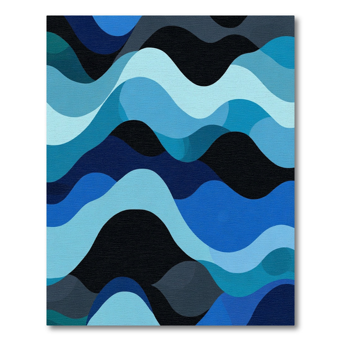 Navy Blue Ocean Wave Scenic Rug