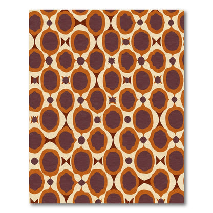Retro Ochre Plum Abstract Roundel Rug