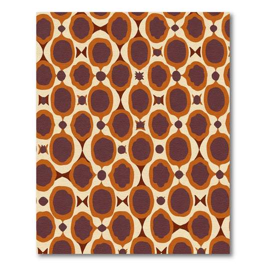 Retro Ochre Plum Abstract Roundel Rug