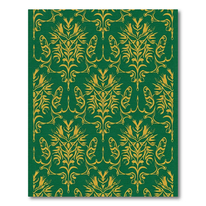 Emerald Gold Ornate Floral Scroll Rug