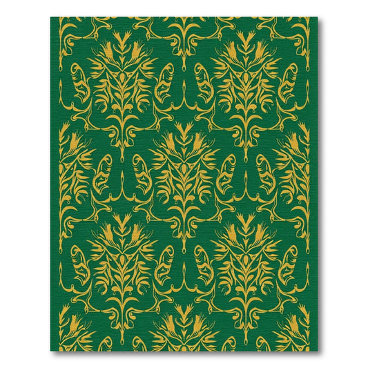 Emerald Gold Ornate Floral Scroll Rug