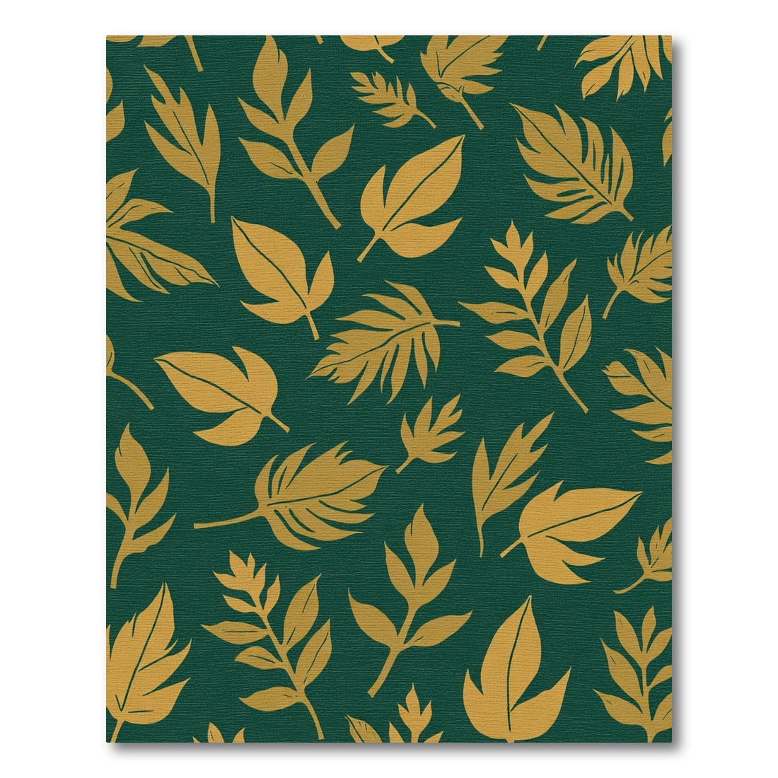 Golden Foliage on Deep Emerald Canvas Rug