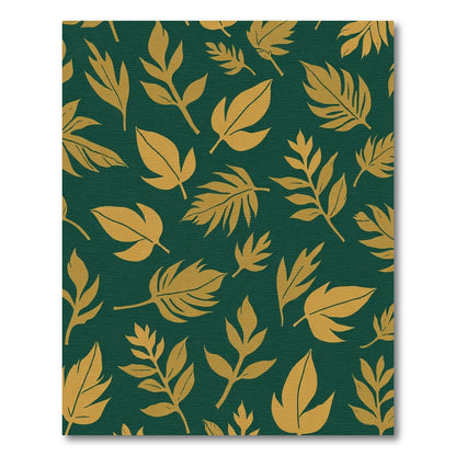 Golden Foliage on Deep Emerald Canvas Rug