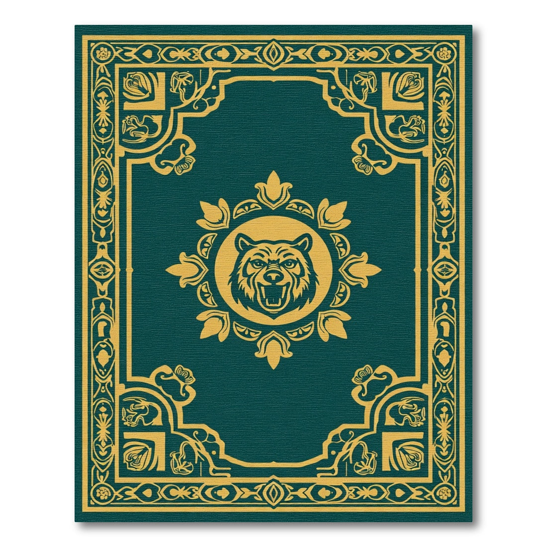 Emerald Gold Fierce Bear Medallion Rug