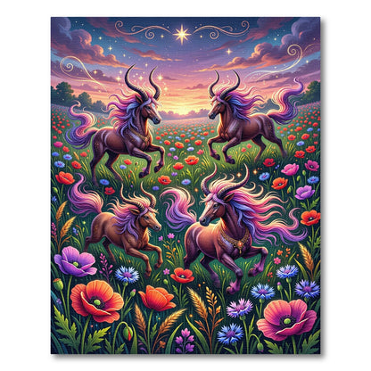 Ethereal Mythical Unicorn Floral Meadow Rug