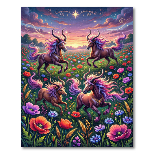Ethereal Mythical Unicorn Floral Meadow Rug