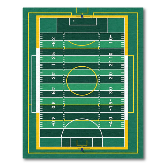 Modern Emerald Football Field Grid Rug