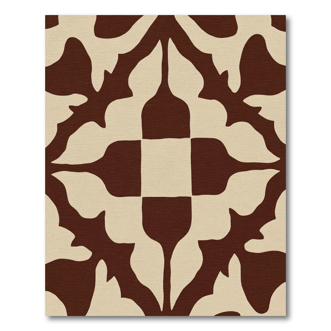 Deep Red Cream Organic Swirl Rug