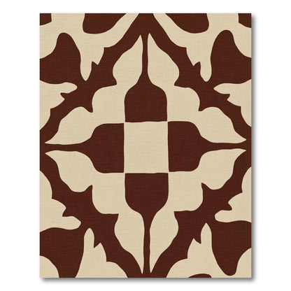 Deep Red Cream Organic Swirl Rug