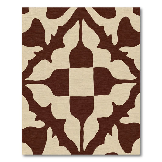 Deep Red Cream Organic Swirl Rug