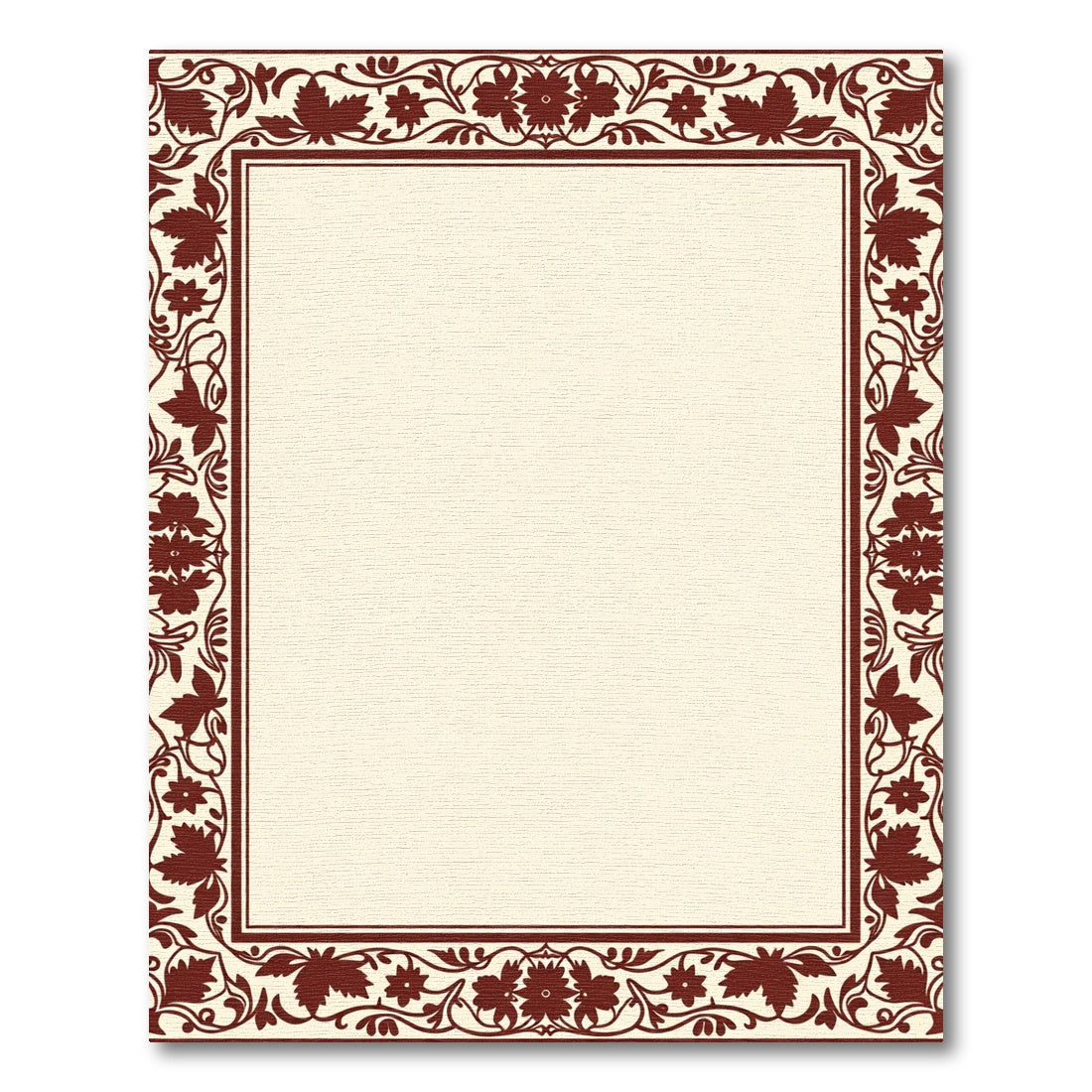 Embroidered Crimson Vine Floral Border Rug