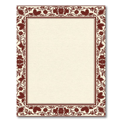 Embroidered Crimson Vine Floral Border Rug