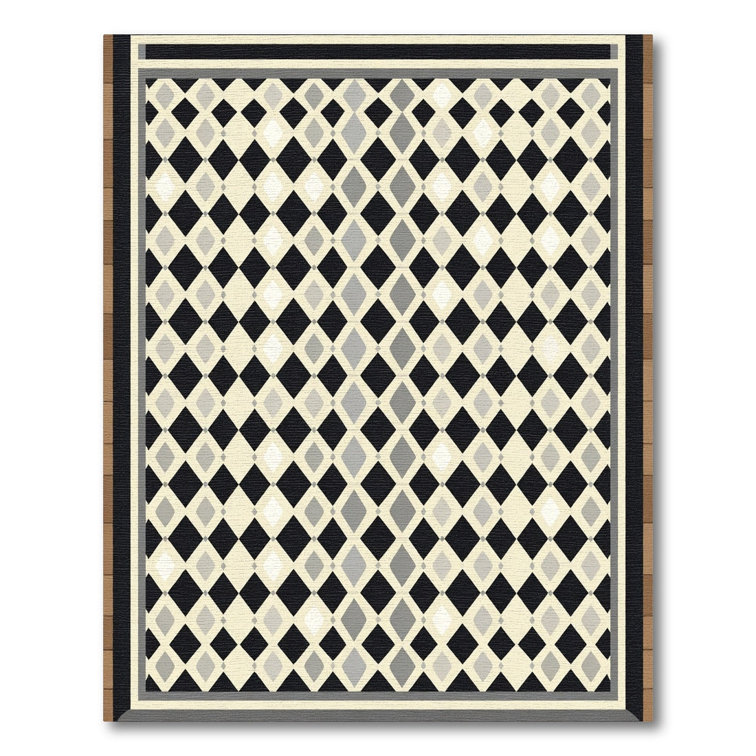 Black Beige Diamond Inlay Rug