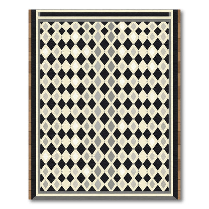 Black Beige Diamond Inlay Rug