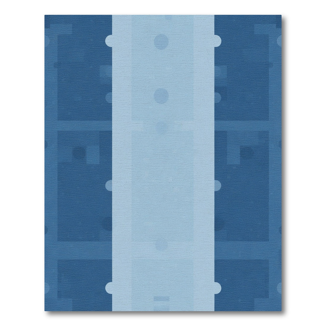 Deep Blue Subtle Geometric Blocks Rug