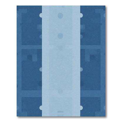 Deep Blue Subtle Geometric Blocks Rug