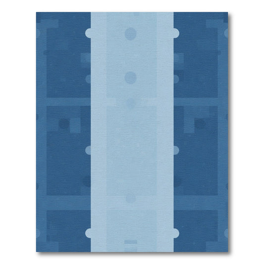 Deep Blue Subtle Geometric Blocks Rug