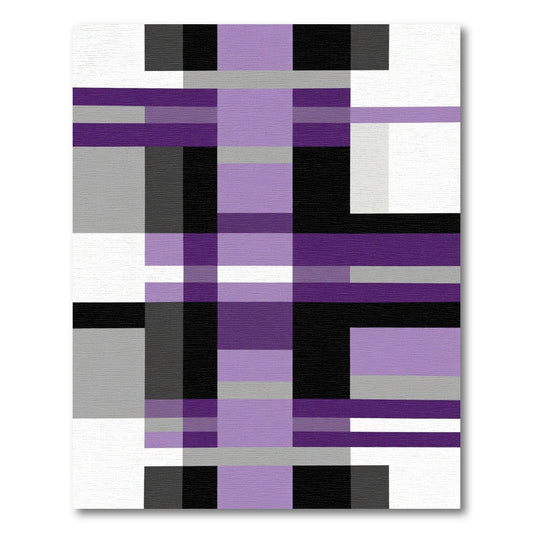 Deep Purple Gray Plaid Blocks Rug