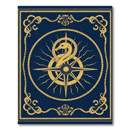 Mystical Gold Serpent Compass Frame Rug