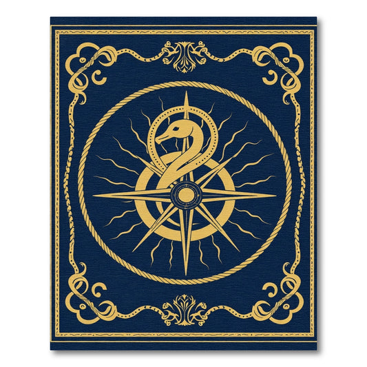 Mystical Gold Serpent Compass Frame Rug