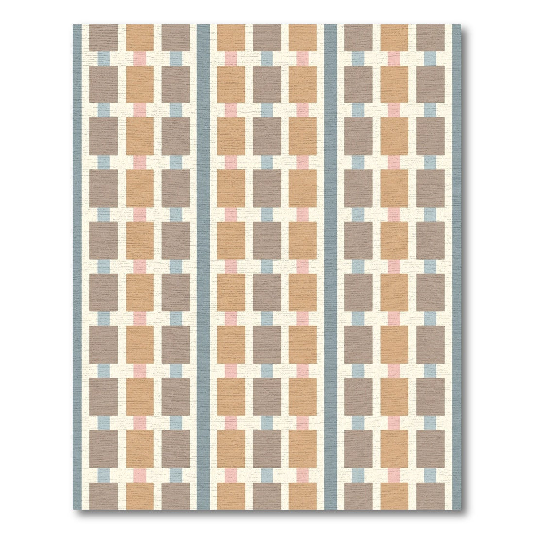 Neutral Geometric Brick Row Rug